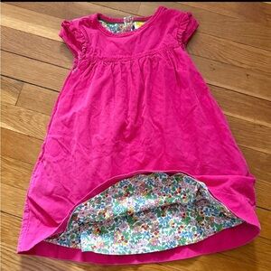Mini Boden 4-5Y Fine Cord Pink Liberty Floral-Lined Short Sleeve Dress